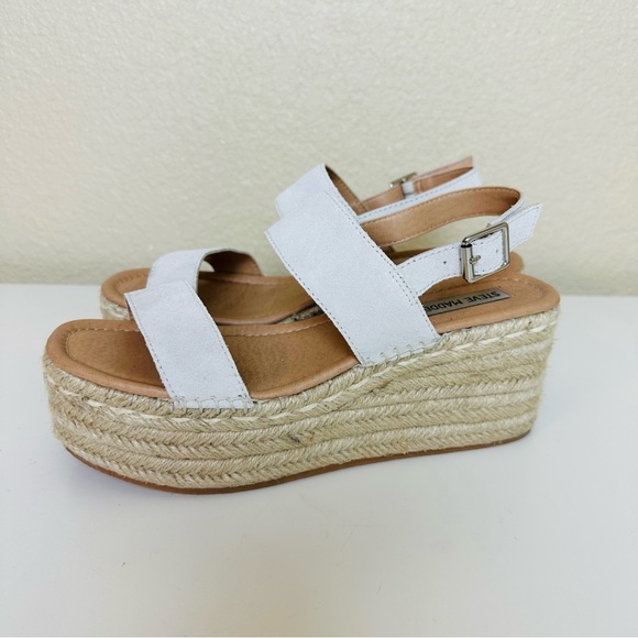 Steve Madden Bernadine Bone Suede Wedge Sandals Size 7.5 - Picture 2 of 7